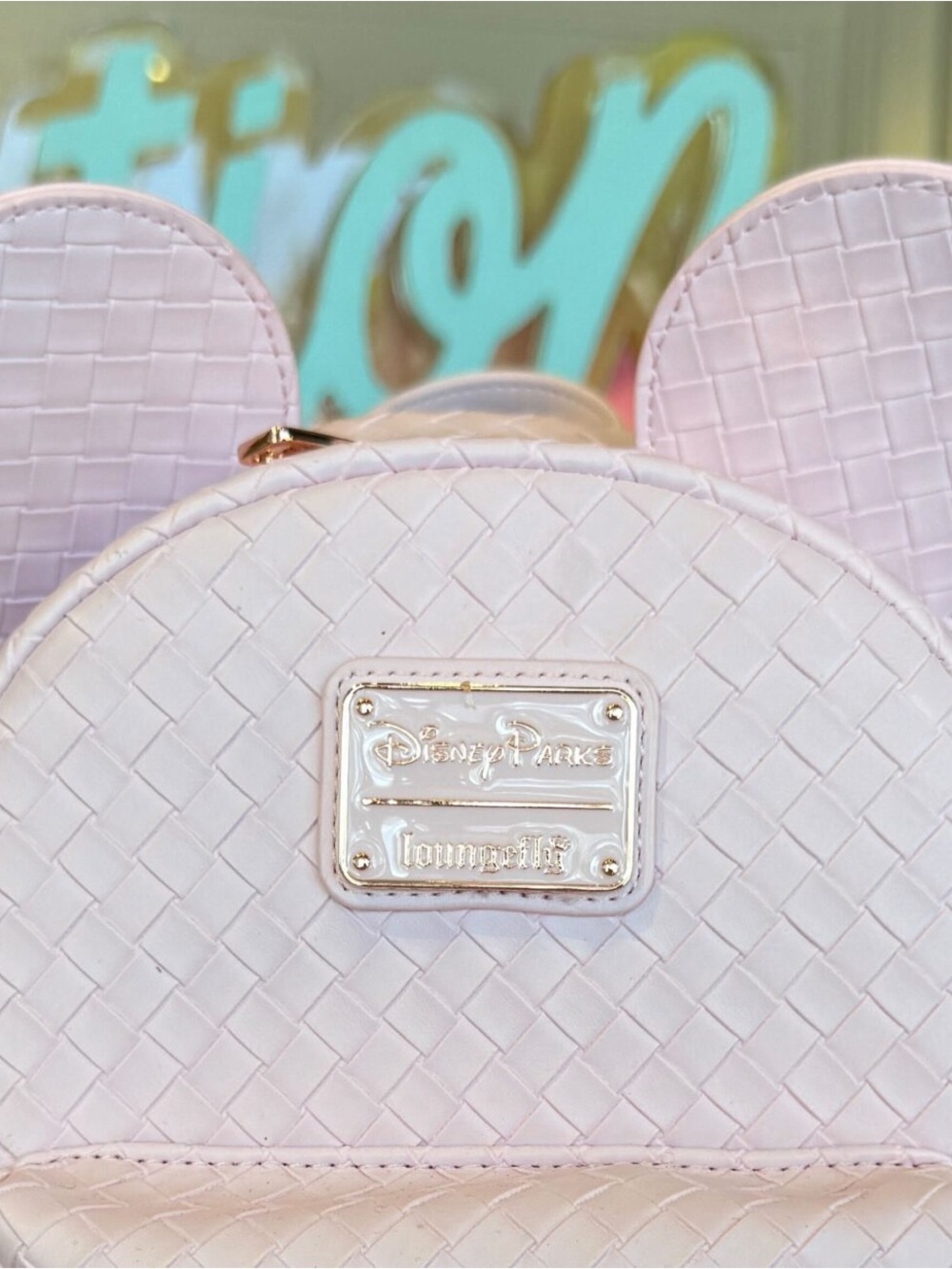 Disney Parks Loungefly Mini Backpack - Blush Pink Woven Mickey - Picture 3 of 10